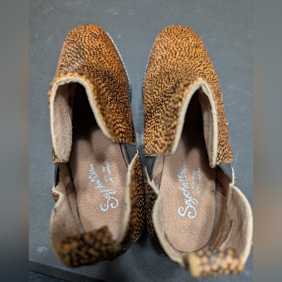 Seychelles Dyed Calf Hair Tan Black Leopard Animal Print Offstage Ankle Boots 7 - Picture 5 of 10